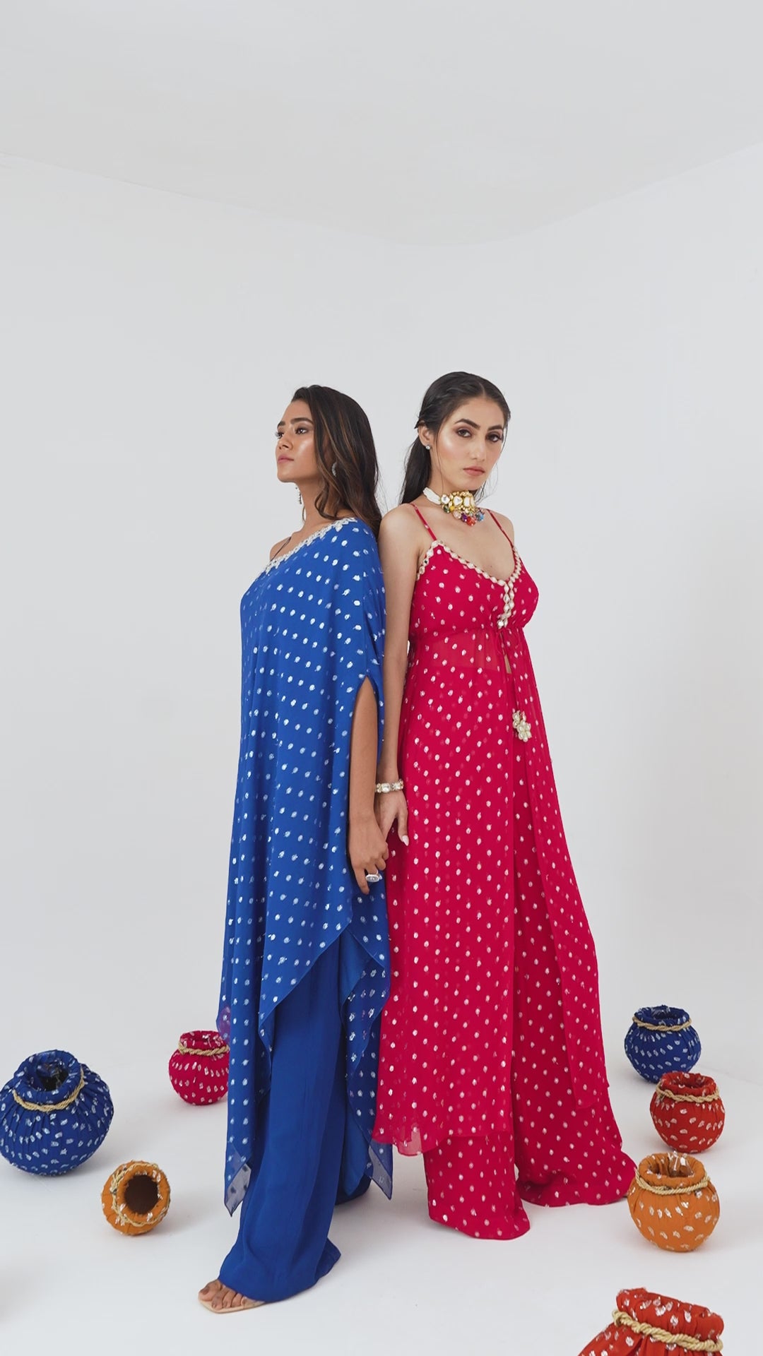 Rani Pink Printed Georgette Kurta Set With Pant