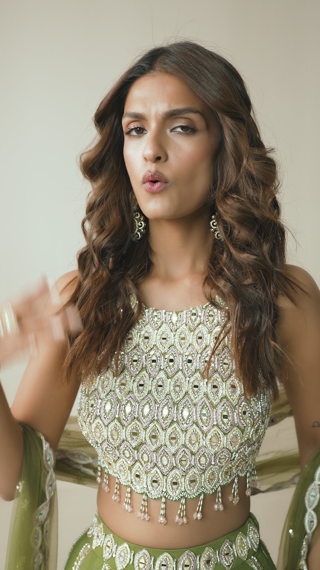 Green Georgette Lehenga Set