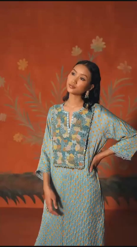 Dusty Pink Bandhani Kurta Palazzo