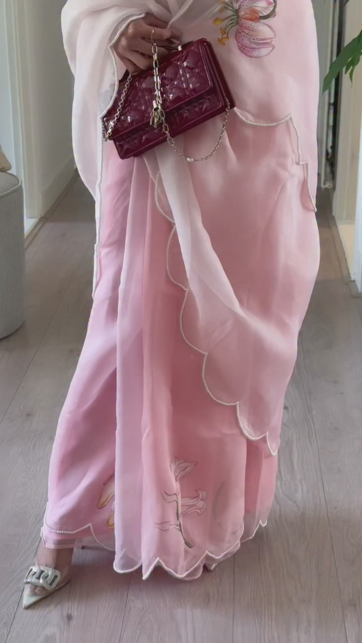Pastel Pink Ombre Pure Silk Organza Saree