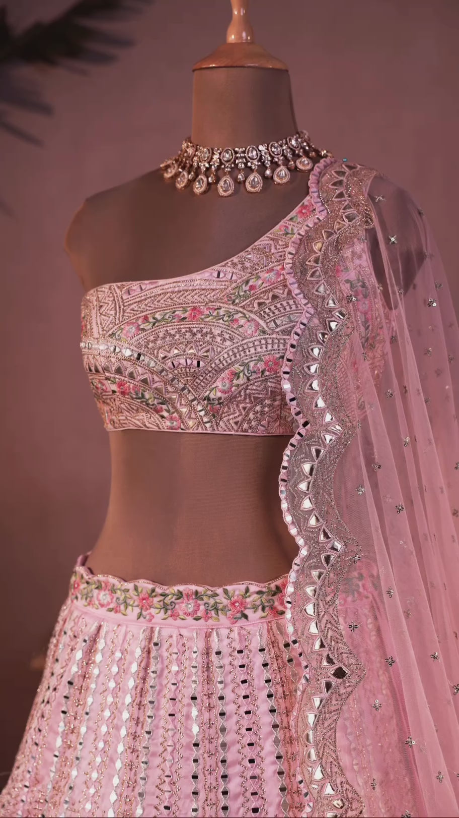 Soft Pink Resham Embroidered Lehenga