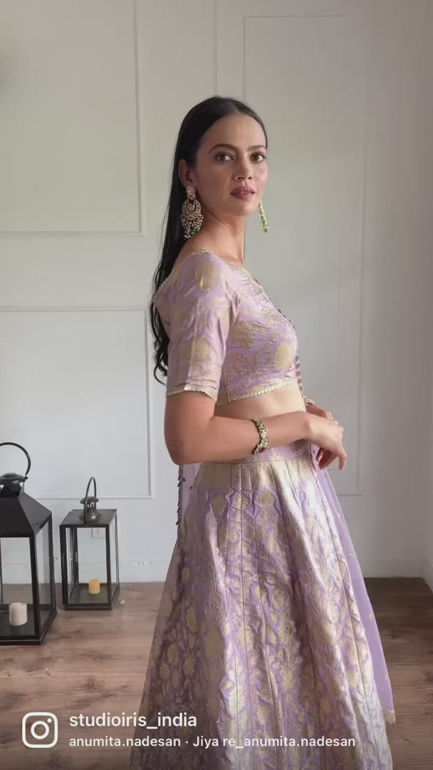 Lavender Banarasi Lehenga Set