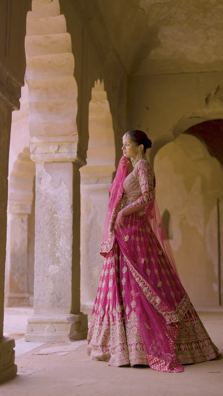 Fuchsia Red Bridal Lehenga Set