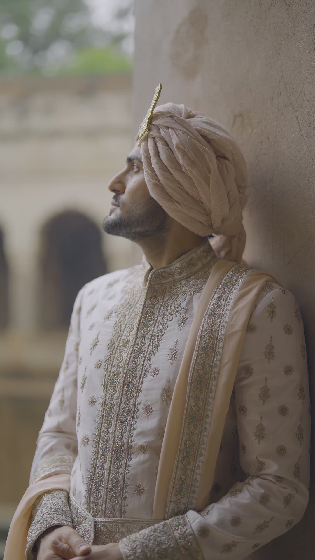 Blush Pink Embellished Silk Sherwani Set With Trousers
