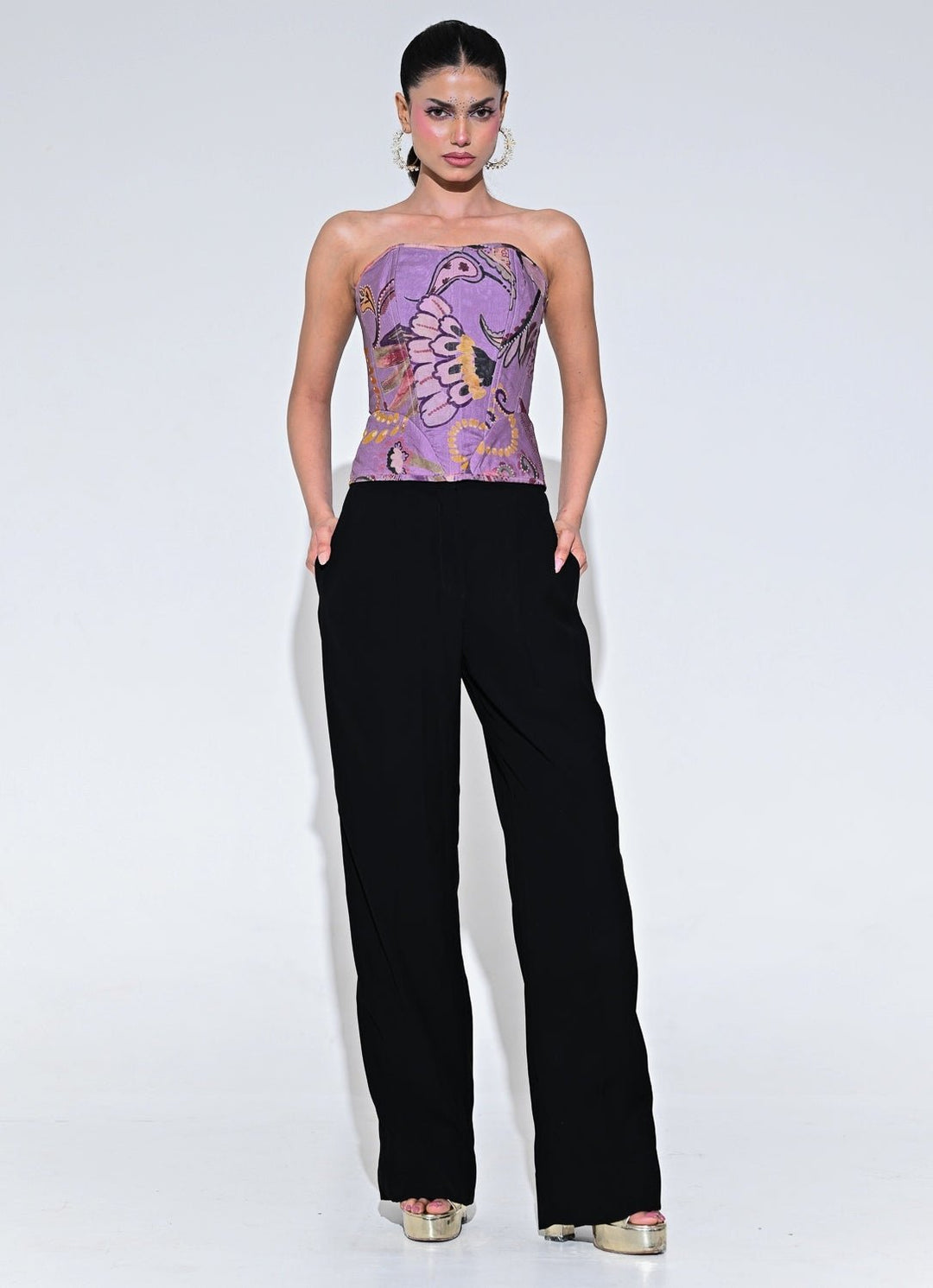 Purple And Black Corset Pants Set Juhi Bengani - Fabilicious Fashion