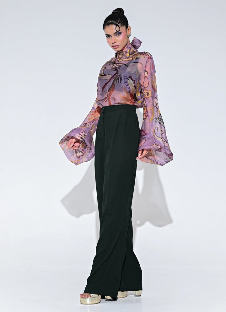 Juhi Bengani Purple And Black Organza Shirt Pants SetFabilicious Fashion