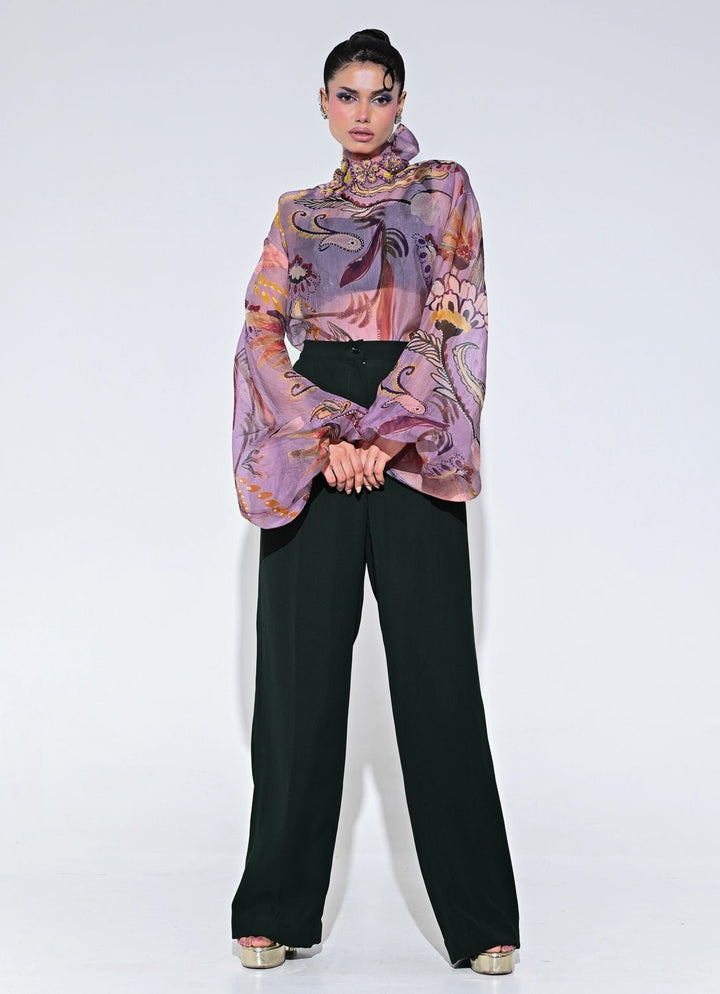 Juhi Bengani Purple And Black Organza Shirt Pants SetFabilicious Fashion