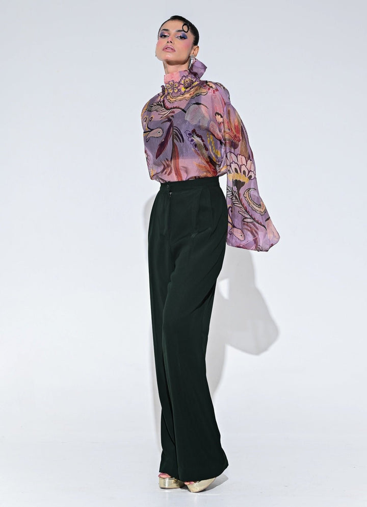 Juhi Bengani Purple And Black Organza Shirt Pants SetFabilicious Fashion