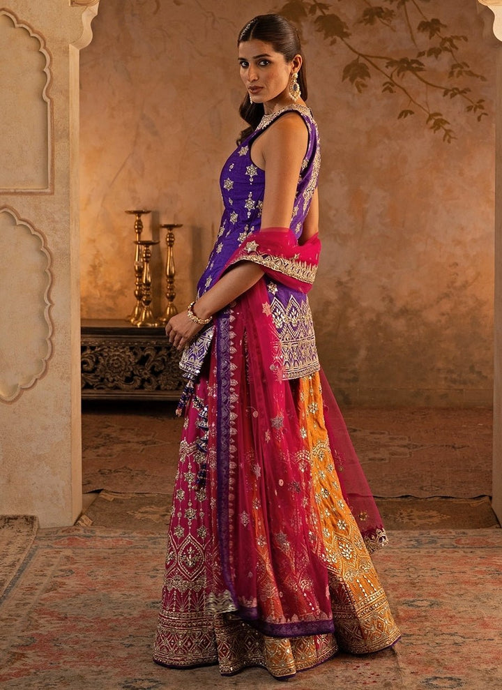 Angad Singh Purple And Multicolor Raw Silk Kurta ShararaFabilicious Fashion