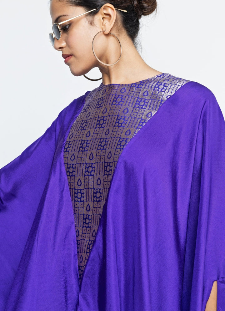 Purple Asymmetric Silk Cape With Skirt Sobariko - Fabilicious Fashion