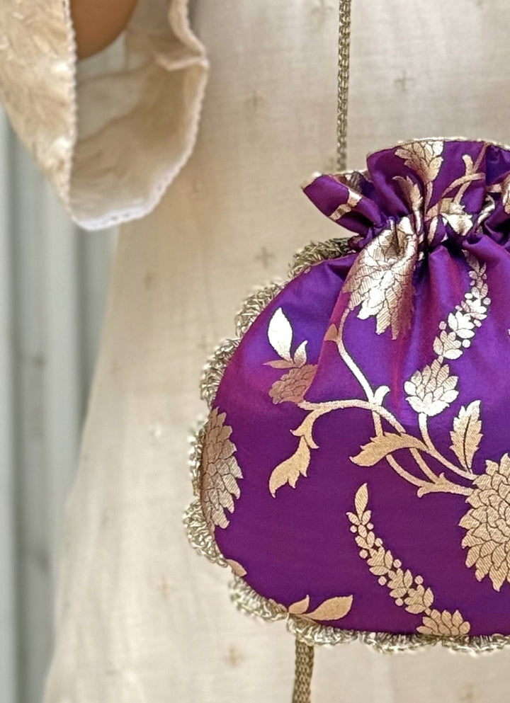 Amyra Purple Banarasi Silk PotliFabilicious Fashion