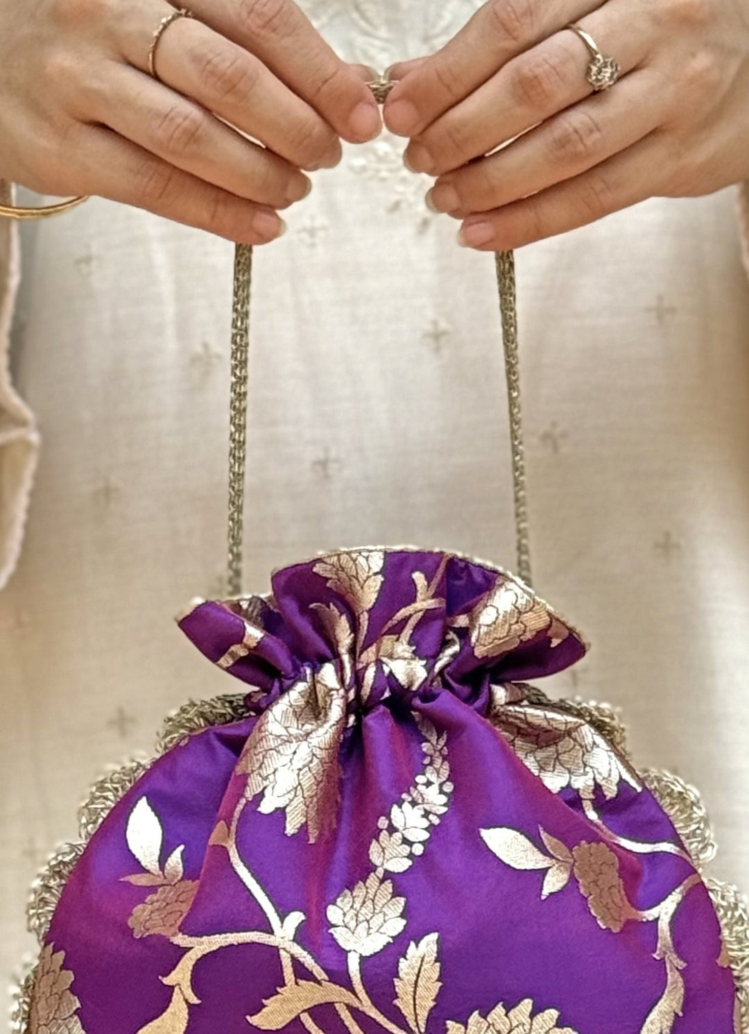 Amyra Purple Banarasi Silk PotliFabilicious Fashion