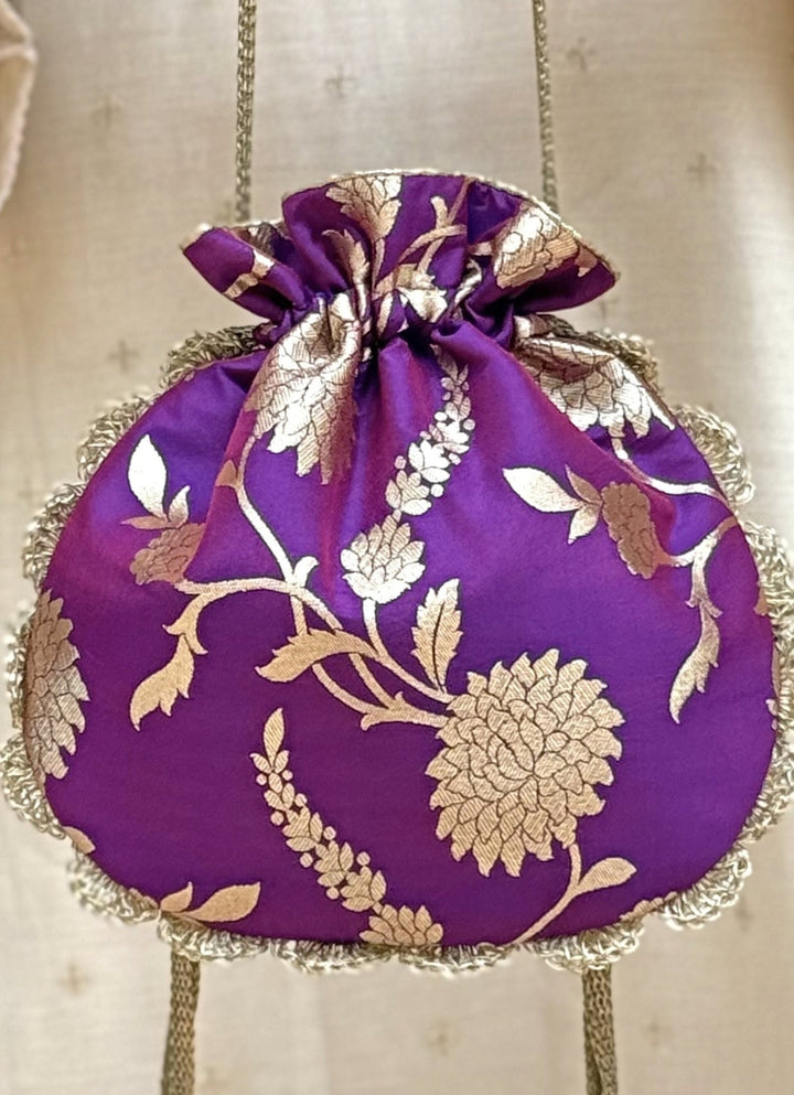 Amyra Purple Banarasi Silk PotliFabilicious Fashion