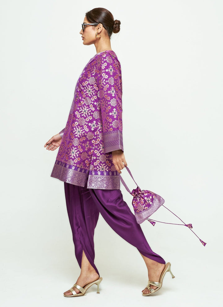 Sobariko Purple Brocade Silk Kurta Dhoti SetFabilicious Fashion