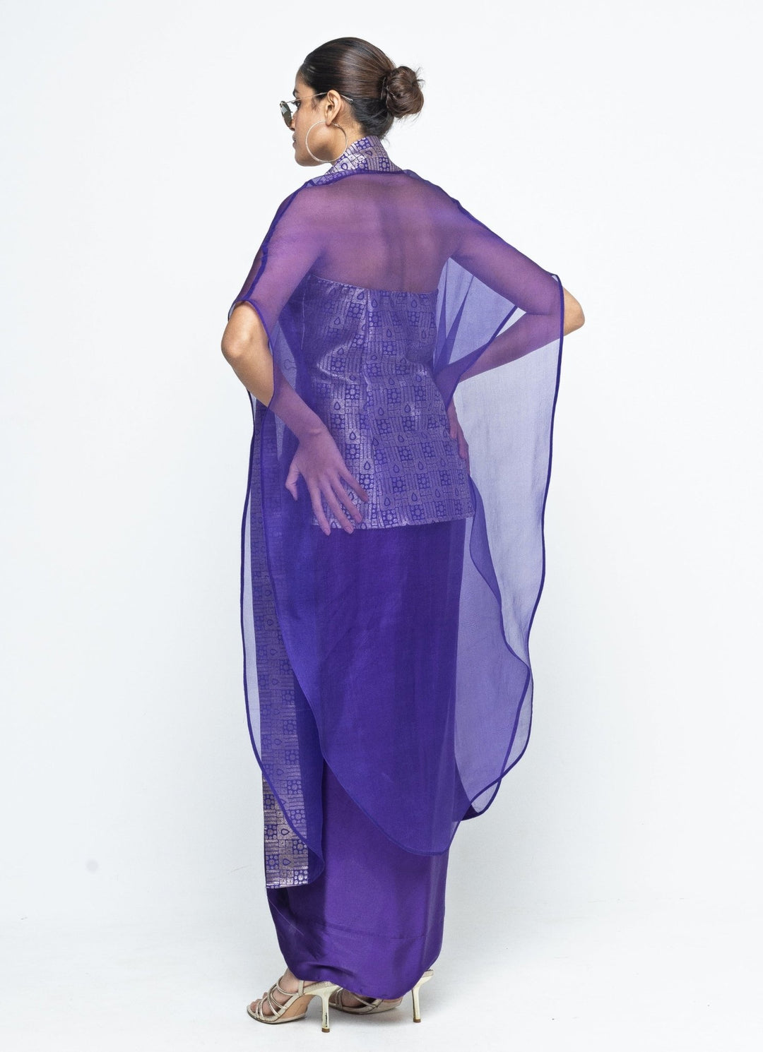 Purple Brocade Tube Top With Drape Skirt Sobariko - Fabilicious Fashion