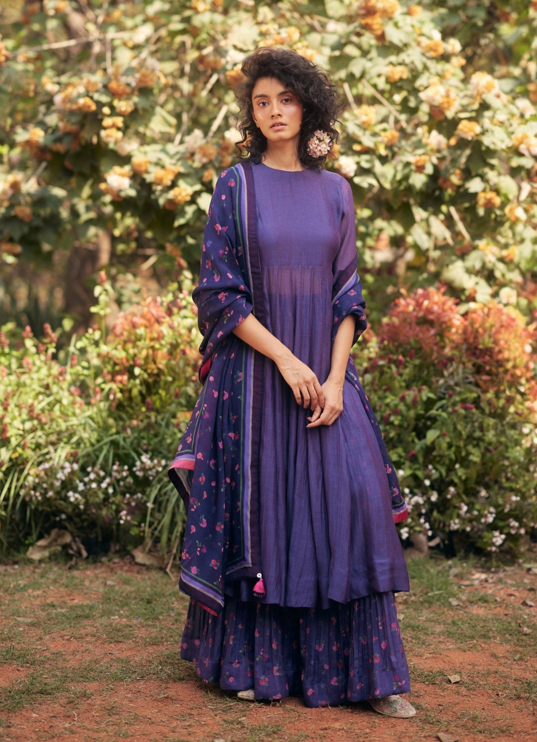 Purple Chanderi Anarkali With Skirt Set Paulmi and Harsh - Fabilicious Fashion