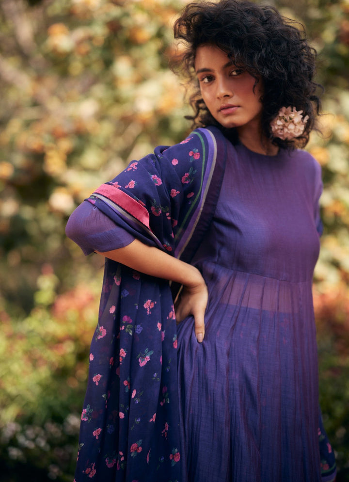 Purple Chanderi Anarkali With Skirt Set Paulmi and Harsh - Fabilicious Fashion