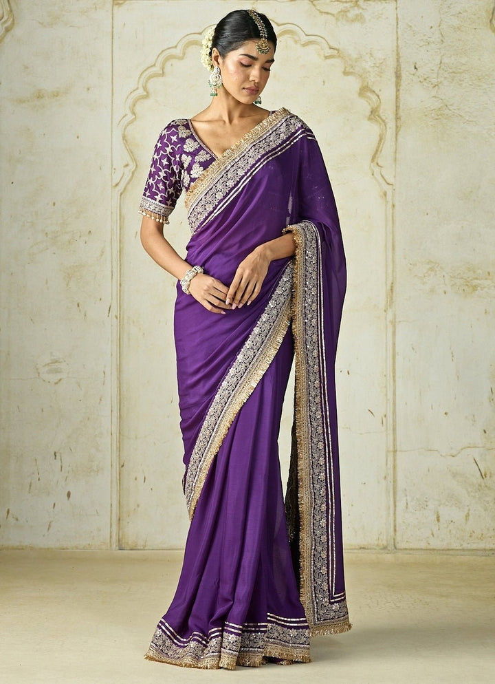 Gopi Vaid Purple Chiffon Saree SetFabilicious Fashion