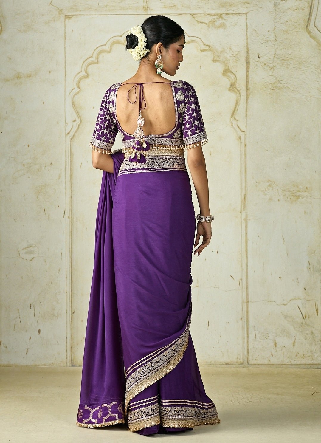 Gopi Vaid Purple Chiffon Saree SetFabilicious Fashion