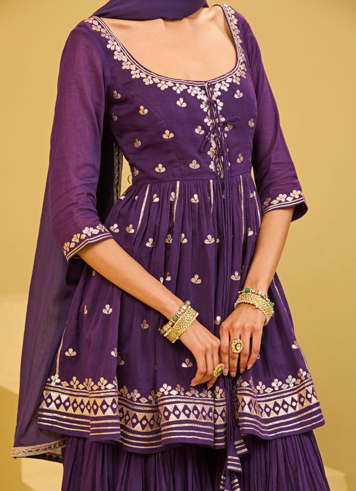 Esha Koul Purple Cotton Kurta Sharara SetFabilicious Fashion