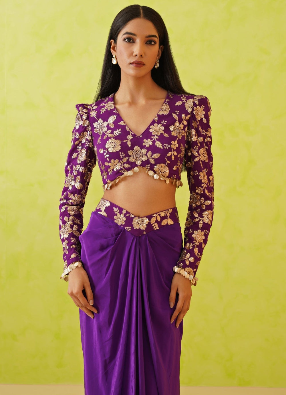 Purple Crepe Embroidered Dhoti Set Deepika Chadha - Fabilicious Fashion