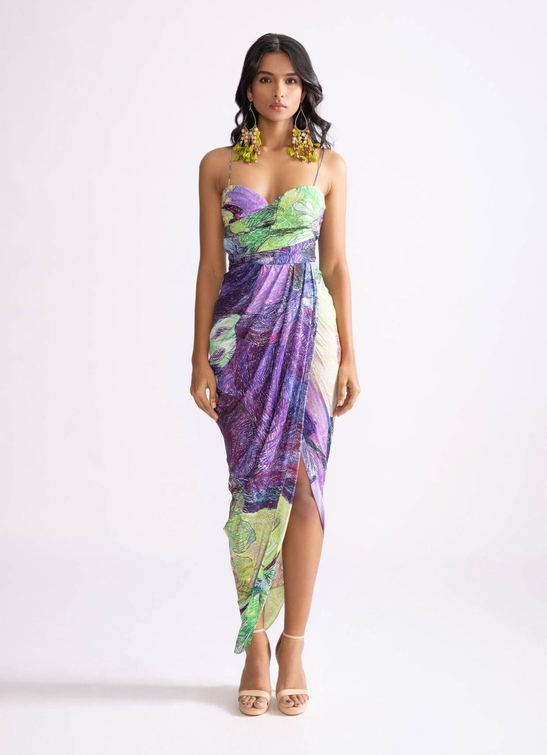 Purple Daisy Print Dress Saaksha & Kinni - Fabilicious Fashion