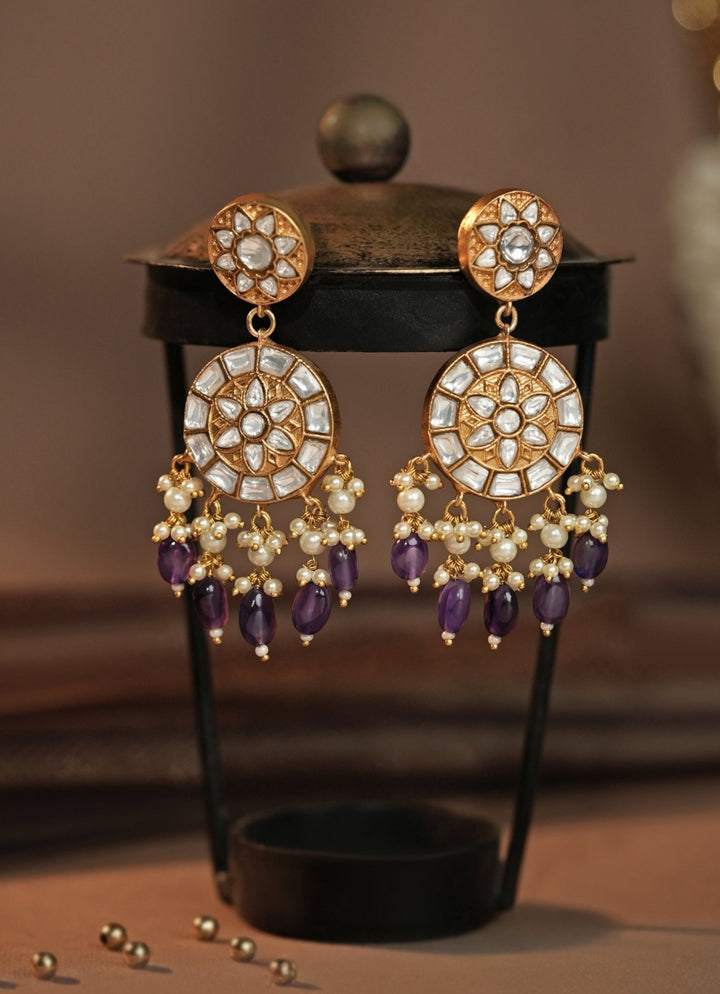 Purple Drop Matte Gold Necklace Set Riana Jewellery - Fabilicious Fashion