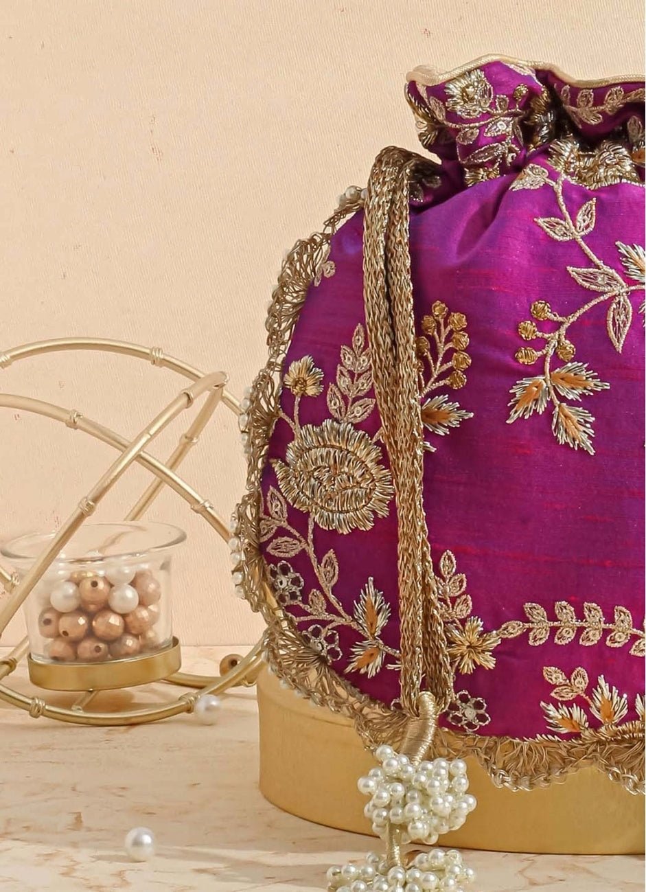 Purple Embellished Potli AMYRA - Fabilicious Fashion
