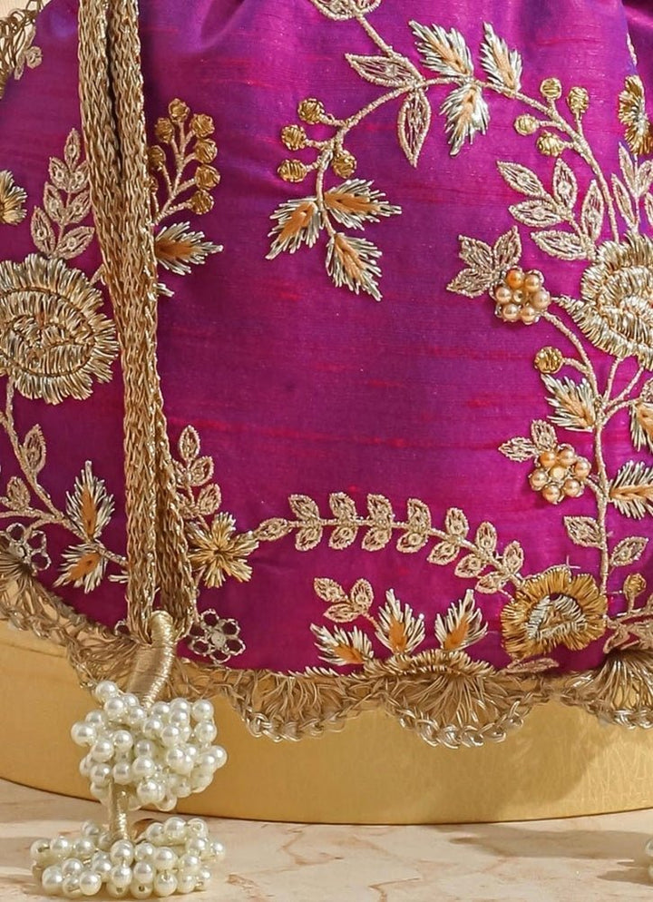 Purple Embellished Potli AMYRA - Fabilicious Fashion