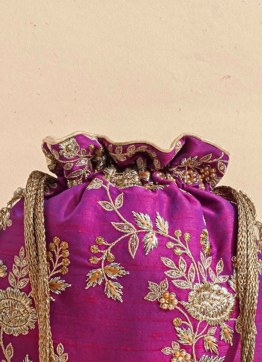 Purple Embellished Potli AMYRA - Fabilicious Fashion