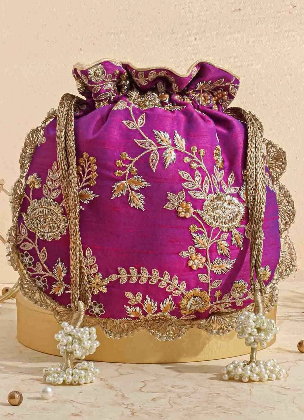 Purple Embellished Potli AMYRA - Fabilicious Fashion