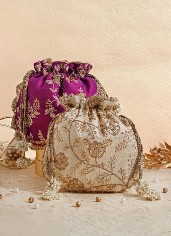 Purple Embellished Potli AMYRA - Fabilicious Fashion