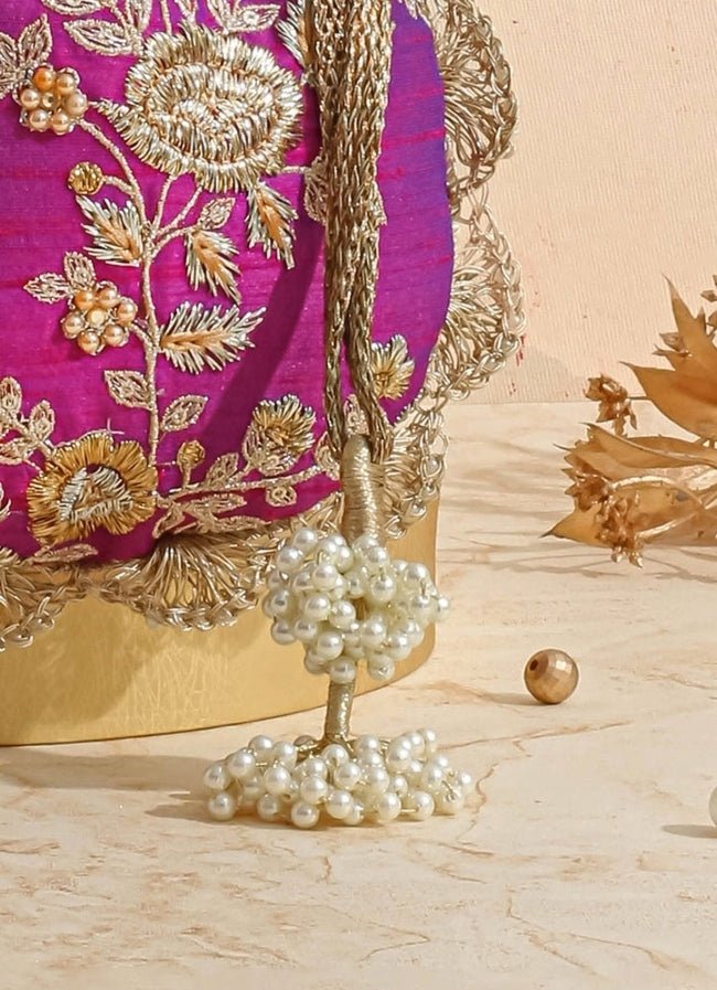 Purple Embellished Potli AMYRA - Fabilicious Fashion