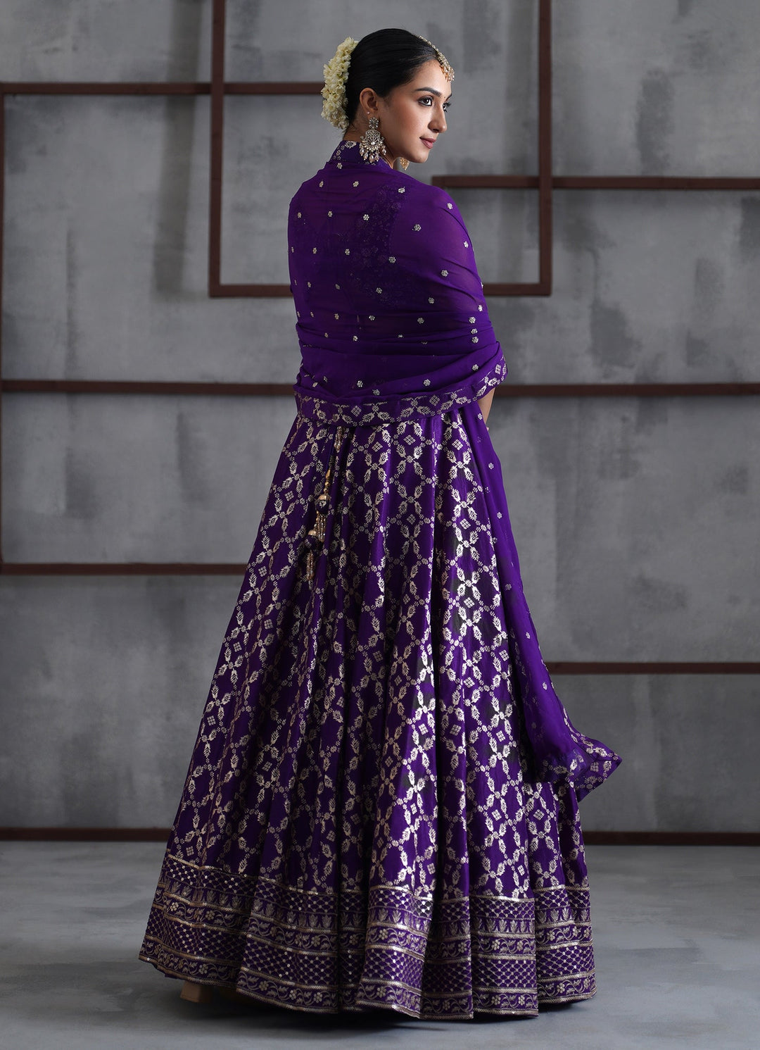 Purple Embroidered Banarasi Lehenga Set Deepika Chadha - Fabilicious Fashion