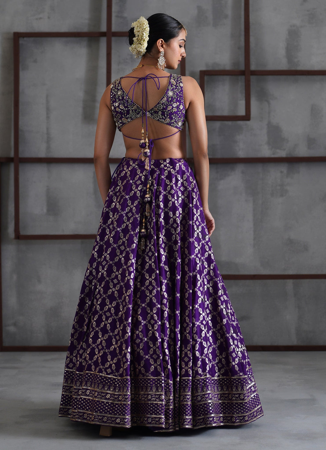 Purple Embroidered Banarasi Lehenga Set Deepika Chadha - Fabilicious Fashion