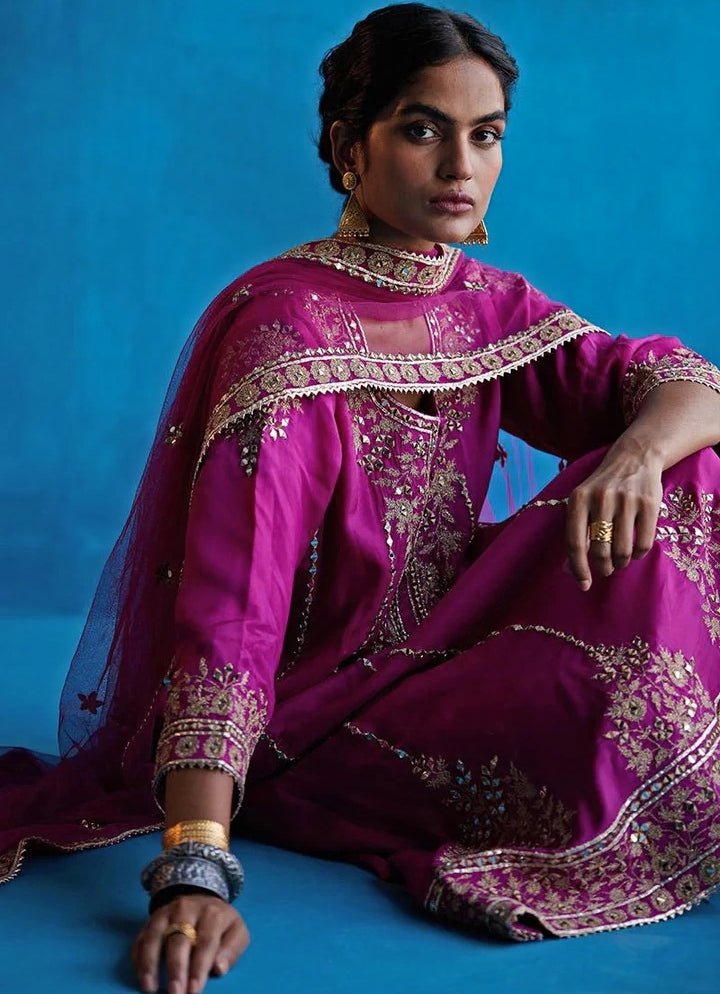 Purple Embroidered Kurta Salwar Set Angad Singh - Fabilicious Fashion