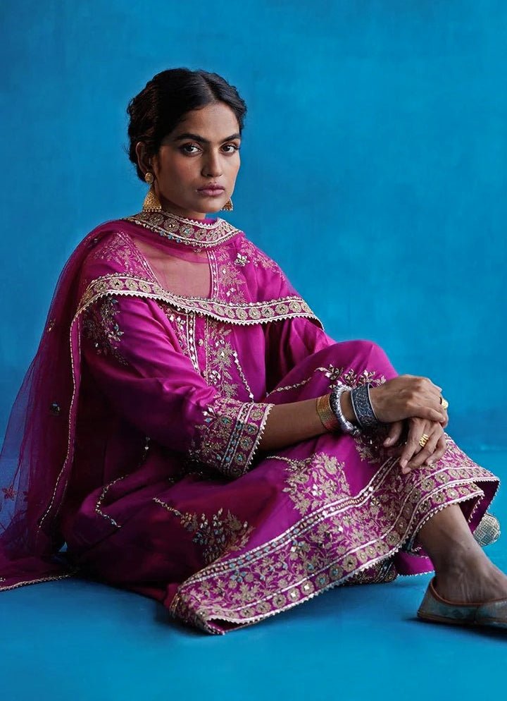 Purple Embroidered Kurta Salwar Set Angad Singh - Fabilicious Fashion