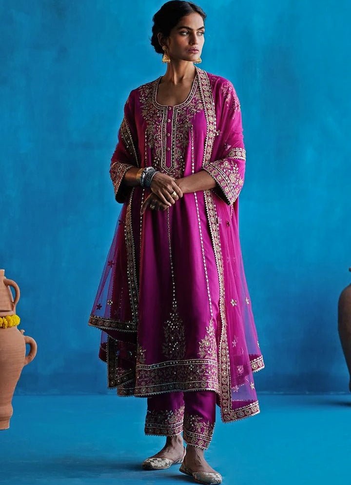 Purple Embroidered Kurta Salwar Set Angad Singh - Fabilicious Fashion