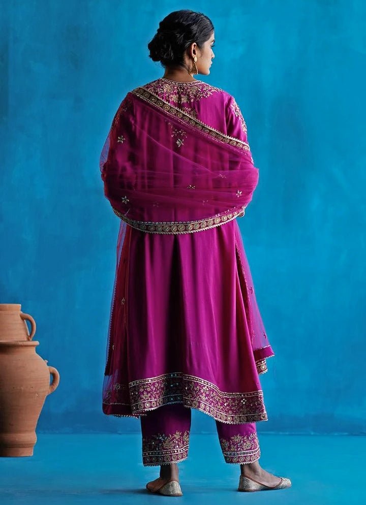 Purple Embroidered Kurta Salwar Set Angad Singh - Fabilicious Fashion