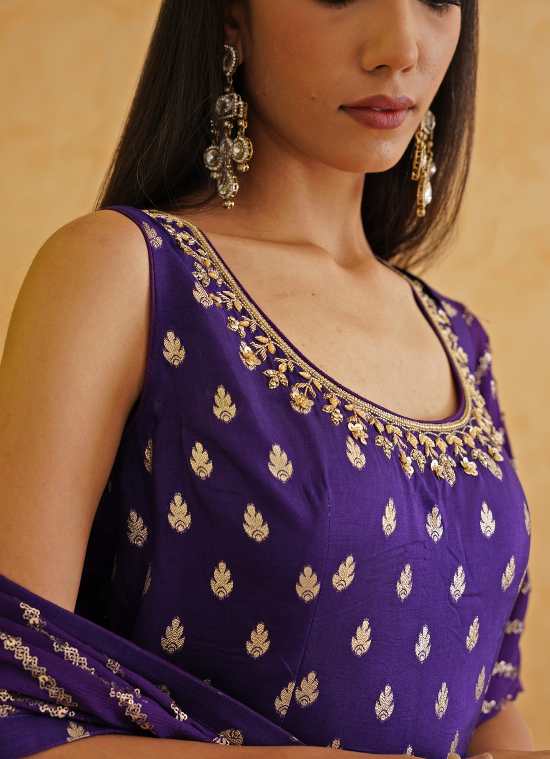 Purple Embroidered Kurta Sharara Set Deepika Chadha - Fabilicious Fashion