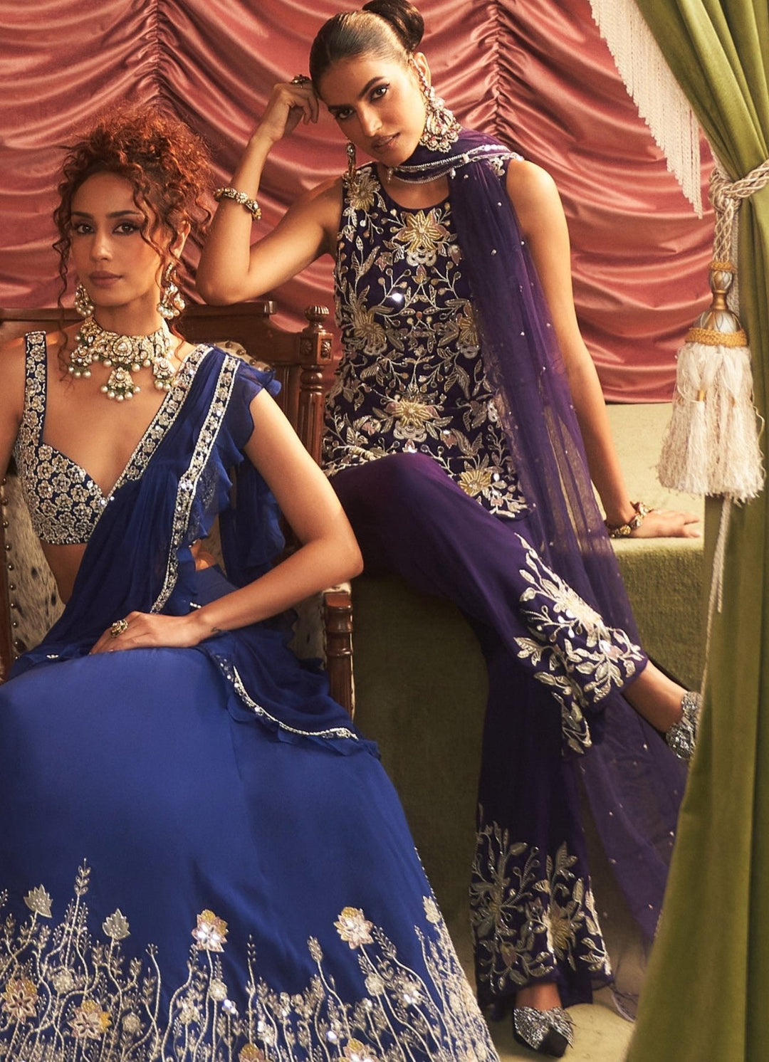 Purple Embroidered Kurta With Pants Seema Thukral - Fabilicious Fashion