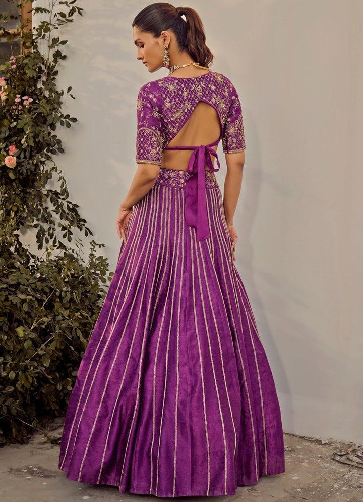 Purple Embroidered Lehenga Set Parul Gandhi - Fabilicious Fashion