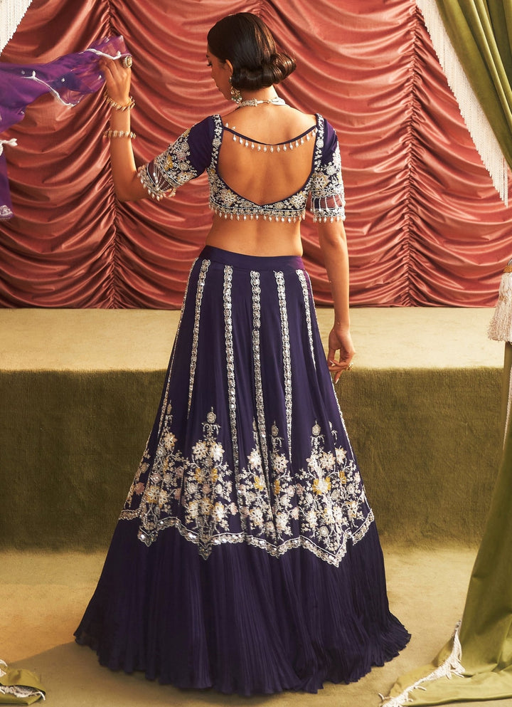 Purple Embroidered Lehenga Set Seema Thukral - Fabilicious Fashion