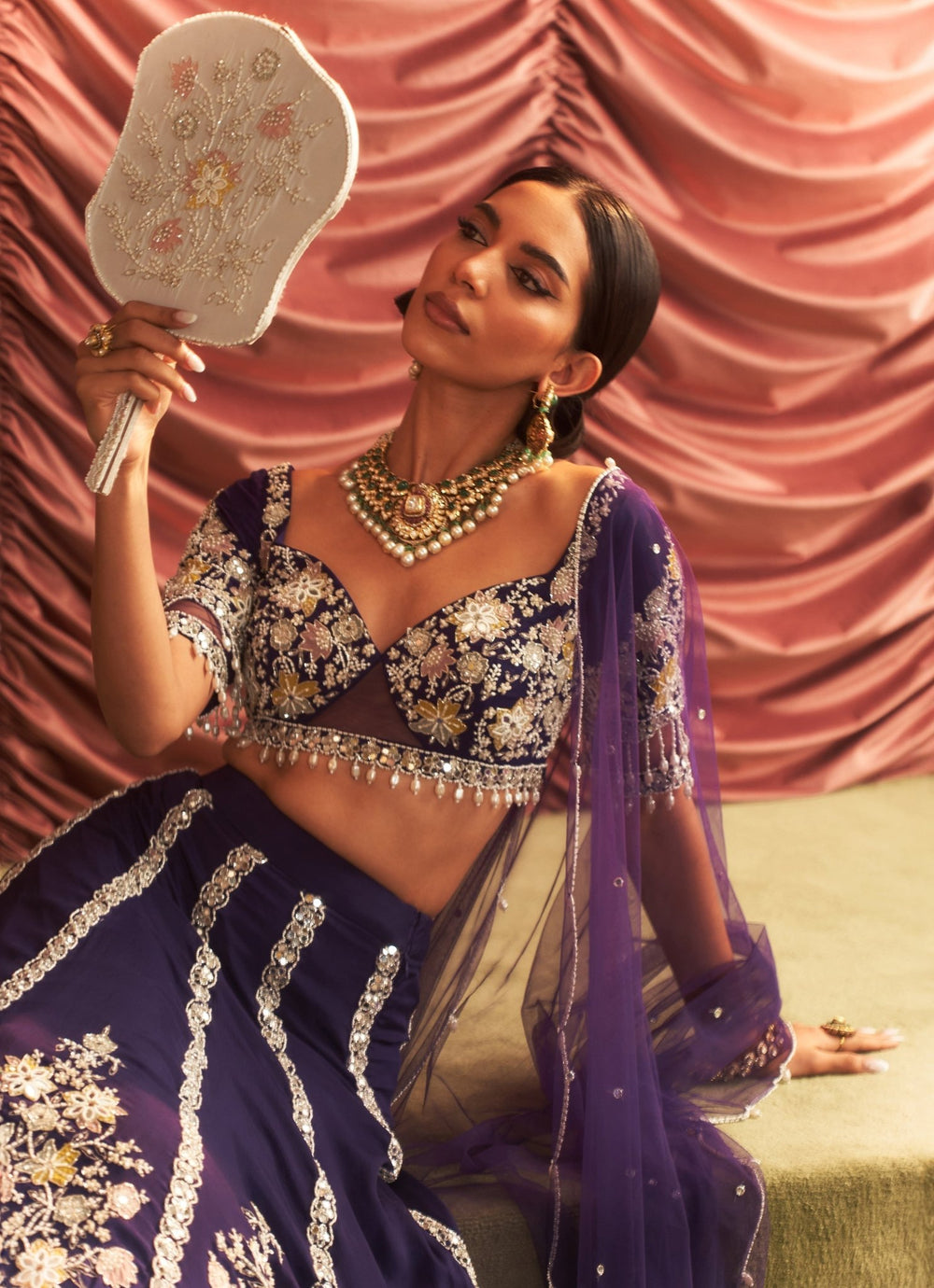 Purple Embroidered Lehenga Set Seema Thukral - Fabilicious Fashion