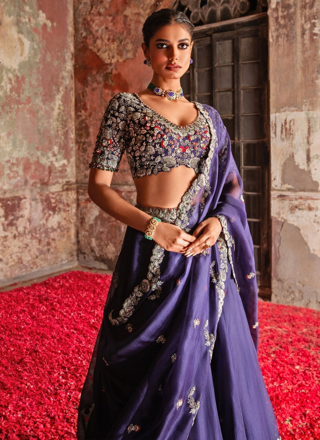 Prisho Purple Embroidered Organza Lehenga SetFabilicious Fashion