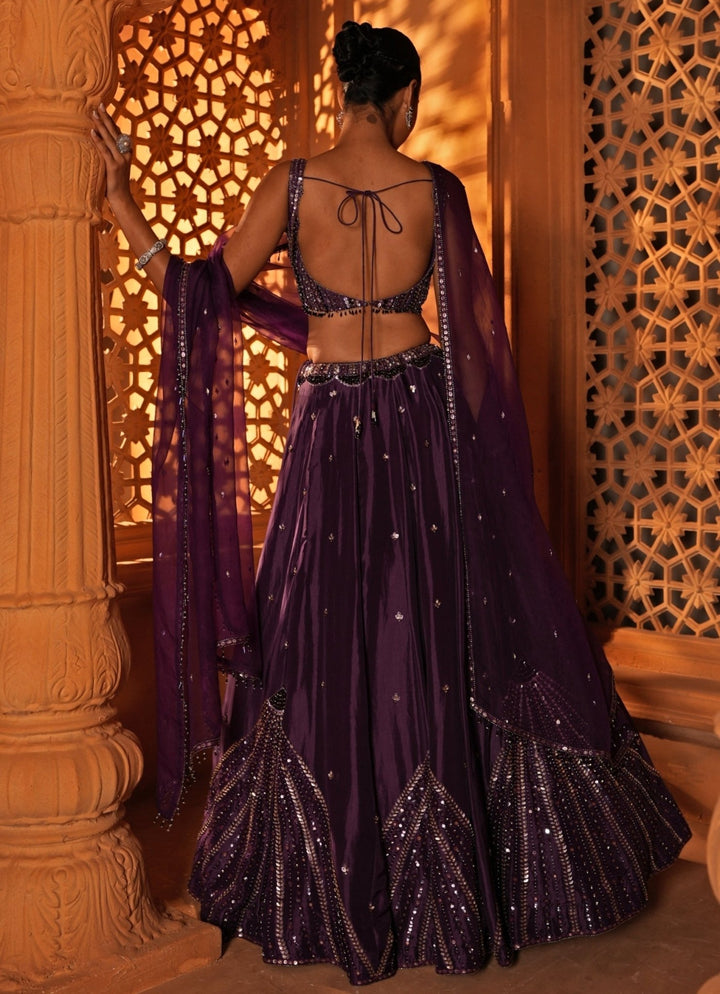 Purple Embroidered Silk Lehenga Enamour by Radha - Fabilicious Fashion