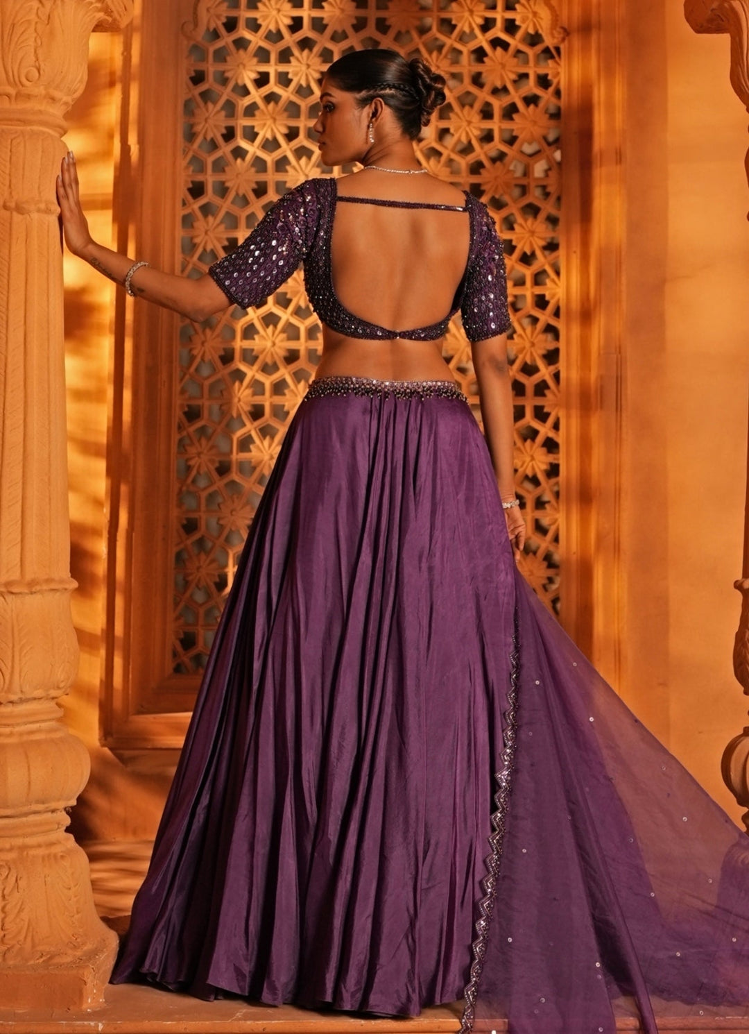 Purple Embroidered Silk Lehenga Enamour by Radha - Fabilicious Fashion