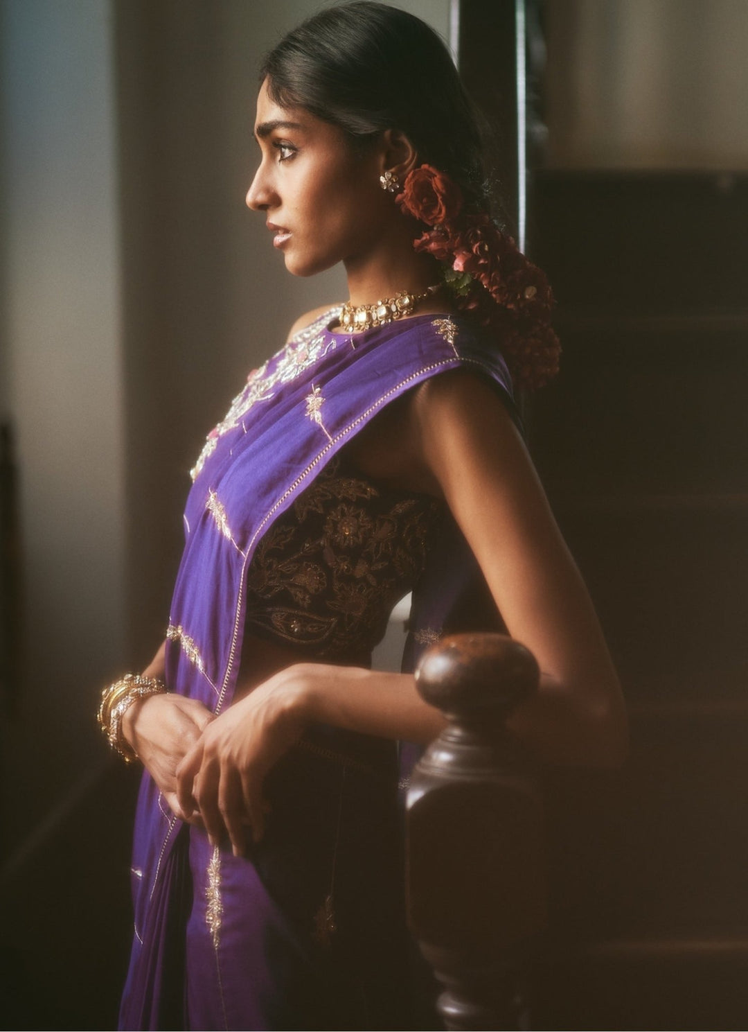 Purple Embroidered Silk Saree Set Paulmi and Harsh - Fabilicious Fashion