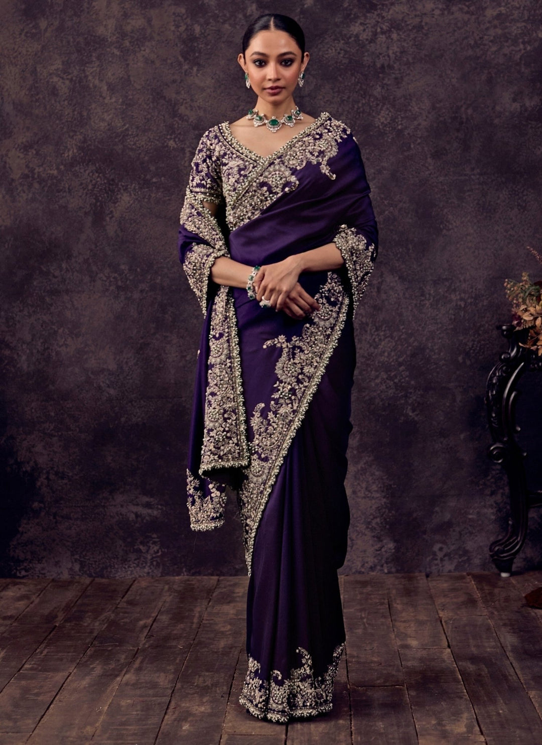 Prisho Purple Embroidered Silk SareeFabilicious Fashion