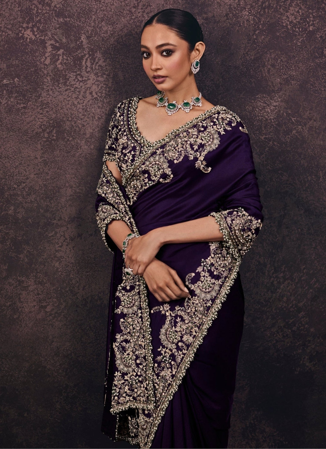 Prisho Purple Embroidered Silk SareeFabilicious Fashion